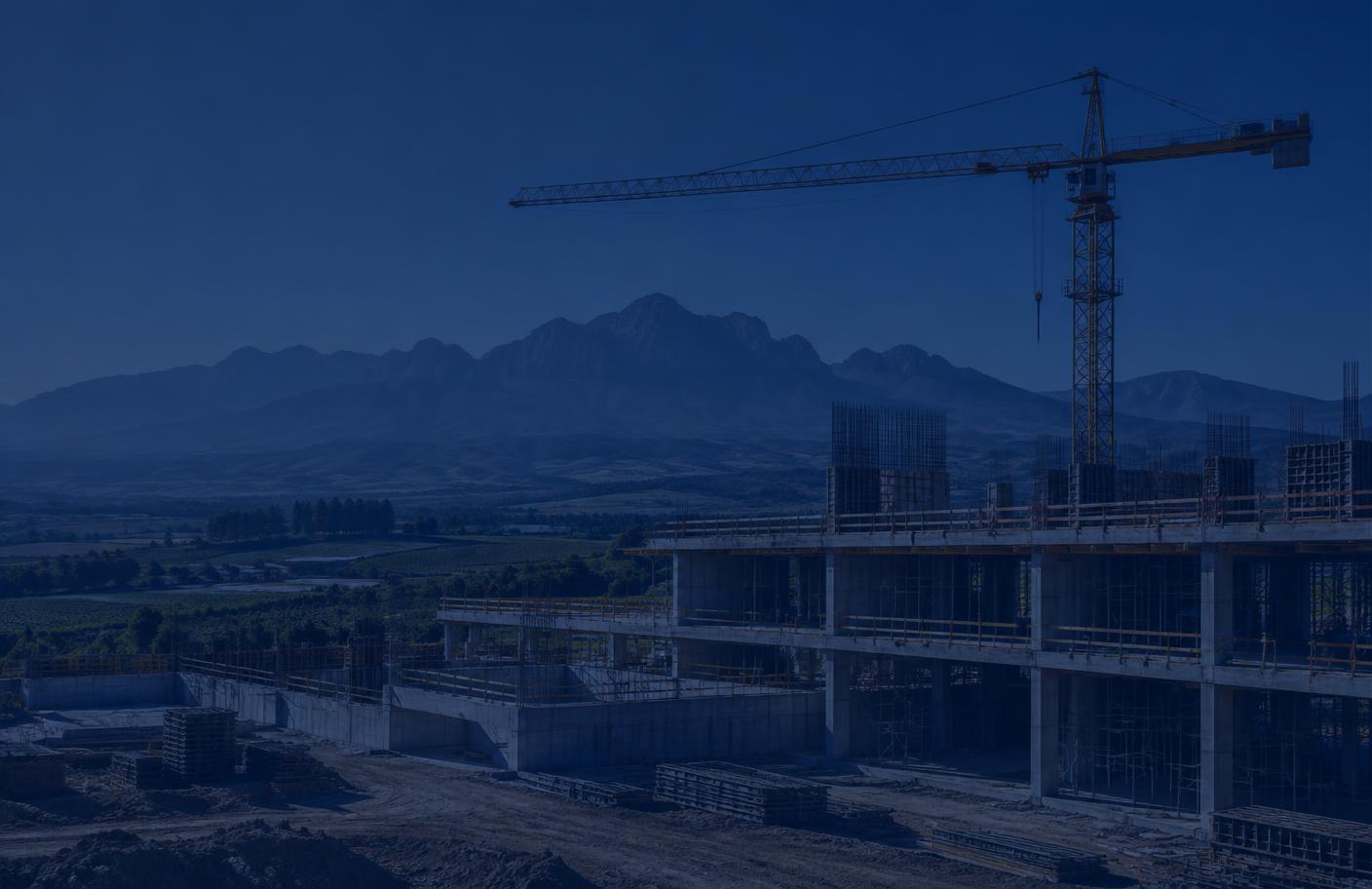 An active commercial construction project in the Cape Winelands